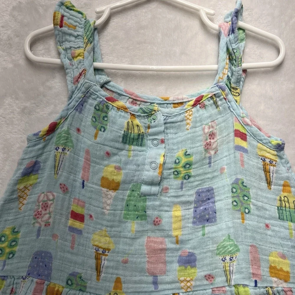 Angel Dear Muslin Dress Girls 5 Popsicle Ice Cream Organic Cotton Coastal Summer